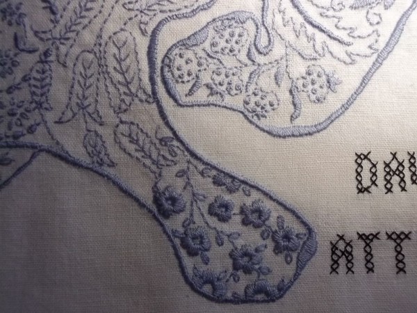 Embroidered elephant: detail showing legs