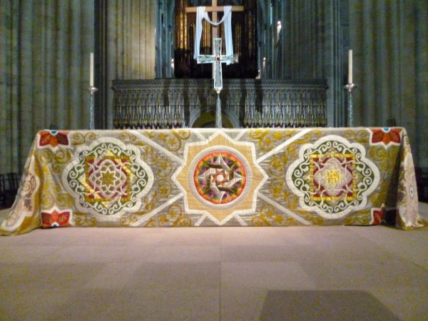 York Minster: stunning altar frontal by the Minster Broderers. Photograph kindly supplied by Jennifer Solomon