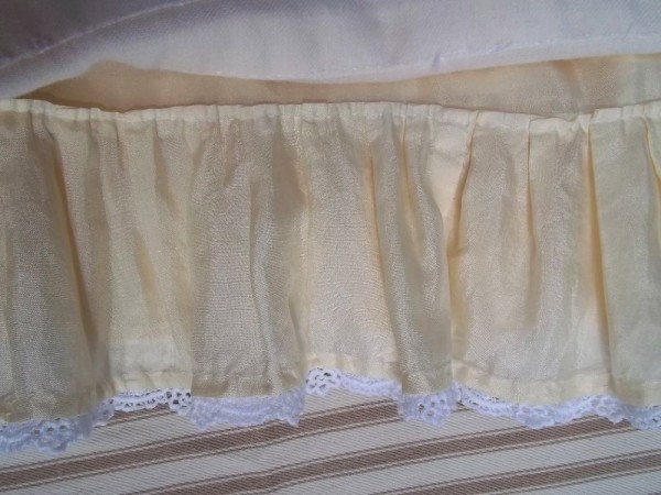 Christening dress: detailof attached petticoat with guipure lace edging. 