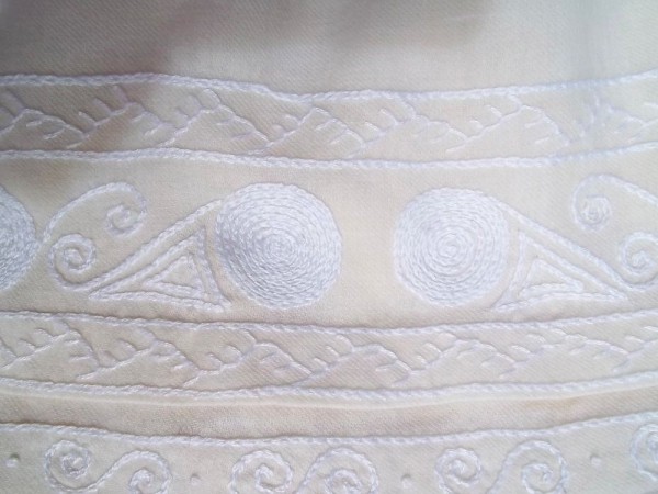 Christening dress with English smock embroidery: detail