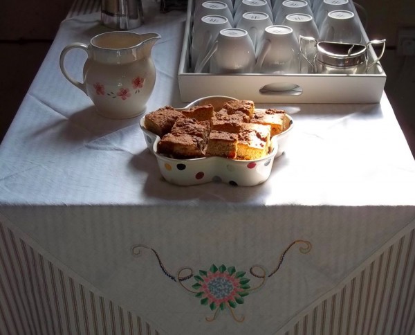 Cherry and almond blondies   to have with coffee after chruch