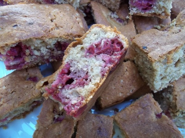 Raspberry and almond blondies