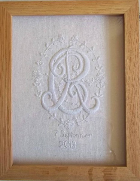 Wedding monogram C&R (hand embroidered by Mary Addison)