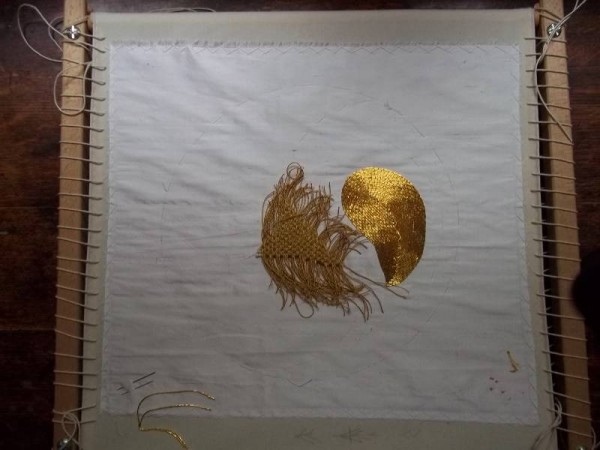 Gold work embroidery sampler (Mary Addison)