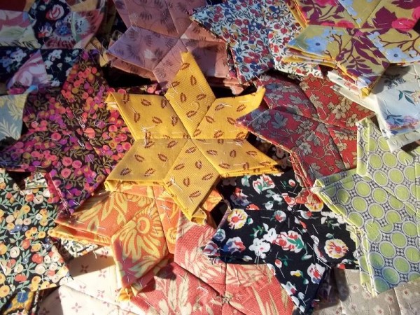 Stars for patchwork altar frontal for Ipsden Church