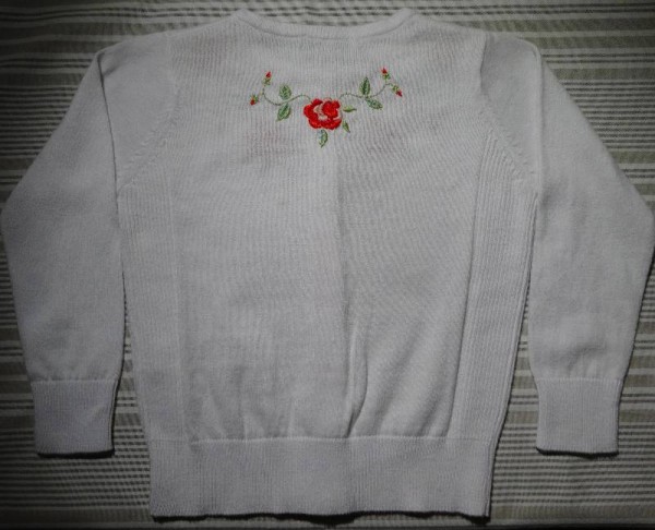 Rose embroidered cardigan for a 2 year old (hand embroidered by Mary Addison)