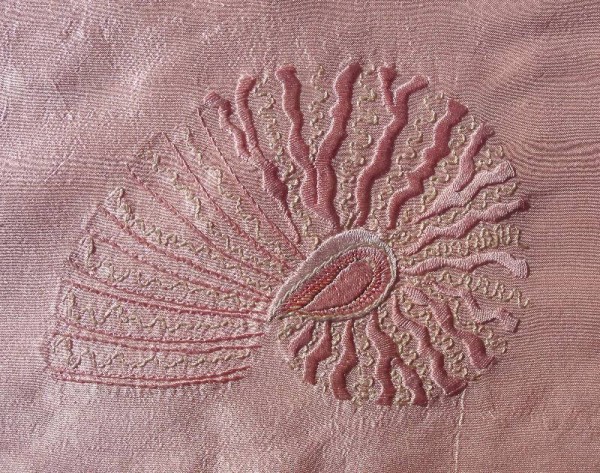 Nautilus shell: hand embroidered by Mary Addison