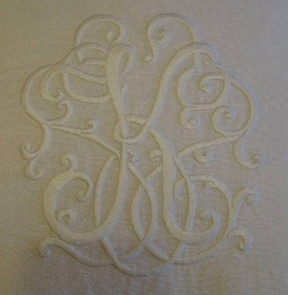 Whitework embroidery: hand embroidered K by Mary Addison