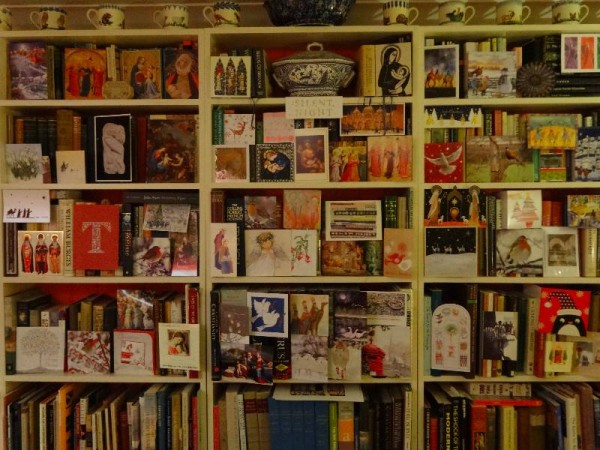 Christmas 2013: festive  bookshelves in the vicarage