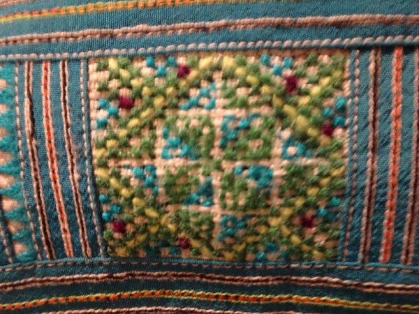 Modern Vietnamese purse showing cross stitch embroidery