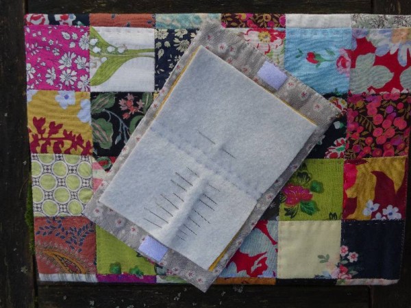 Patchwork slipcase for scrapbook and needle case