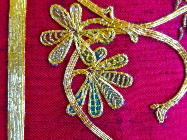 Embroidered goldwork bible in Balliol Library: detail of back (hand embroidered by Pauline Johnstone)