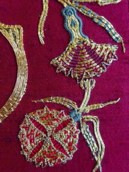 Embroidered goldwork bible in Balliol Library: detail of front (hand embroidered by Pauline Johnstone)