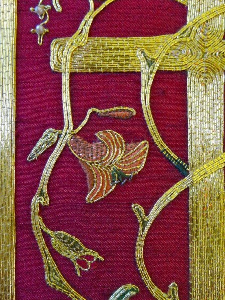 Embroidered goldwork bible in Balliol Library: detail of front (hand embroidered by Pauline Johnstone)