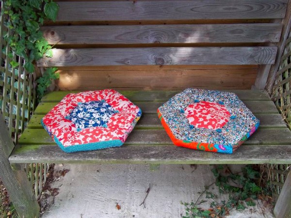 Hexagon patchwork cushions