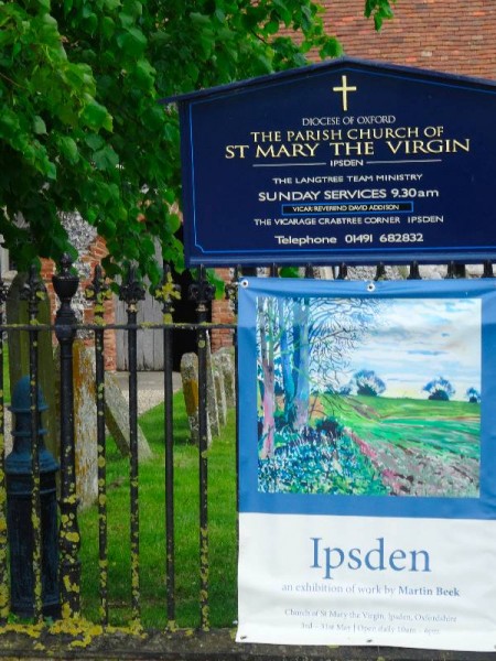 Martin Beek: Exhibition poster at the gate to Ipsden Church.