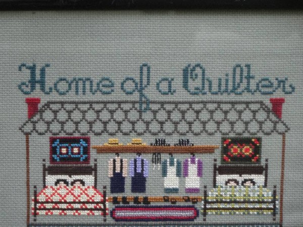 Home of a Quilter sampler in counted cross stitch: detail.