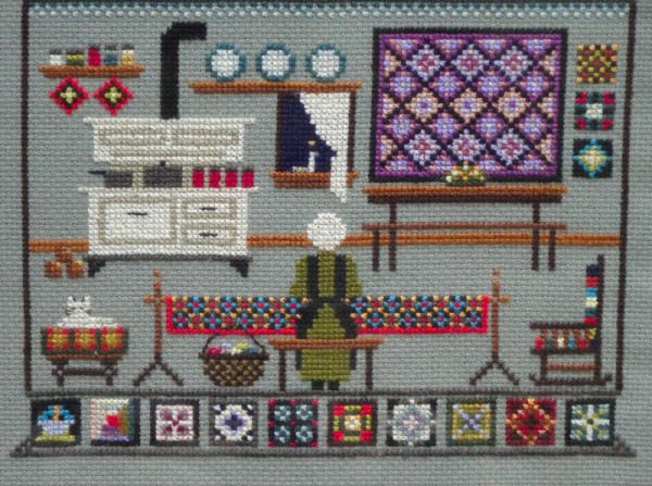 Home of a Quilter sampler in counted cross stitch: detail