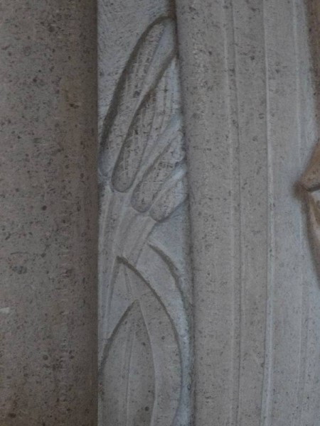 Rothbarth Memorial by Eric Kennington in Checkendon Church: detail showing bulrushes