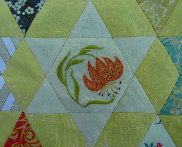 Altar frontal: Tiger lily (hand embroidered by Mary Addison)