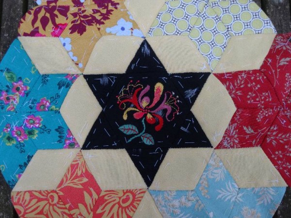 Altar frontal patchwork for Ipdsen Church, Oxon: revised honeysuckle star