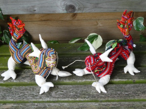 Hand crafted Vietnamese dragons made from new and vintage fabrics