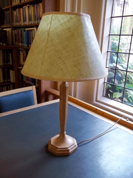 Balliol Library oak lampbase and 'linen' shade
