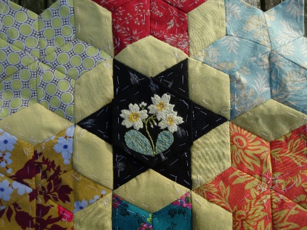 Altar frontal for Ipsden Ch. Oxon: primrose (hand embroidered by Mary Addison)