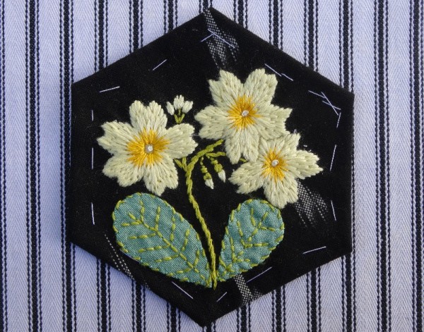 Altar frontal for Ipsden Ch. Oxon: primrose (hand embroidered by Mary Addison)