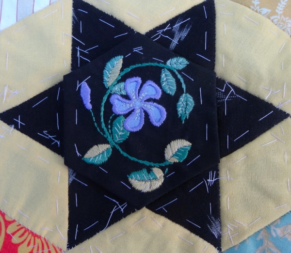 Altar frontal for Ipsden Ch. Oxon: periwinkle (hand embroidered by Mary Addison)