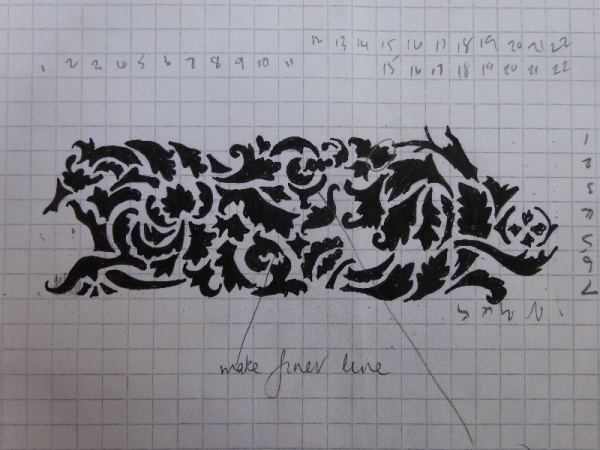 Graph paper drawing of acanthus frieze