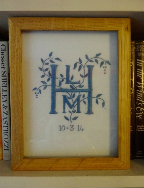 LMH monogram (hand embroidered by Mary Addison)