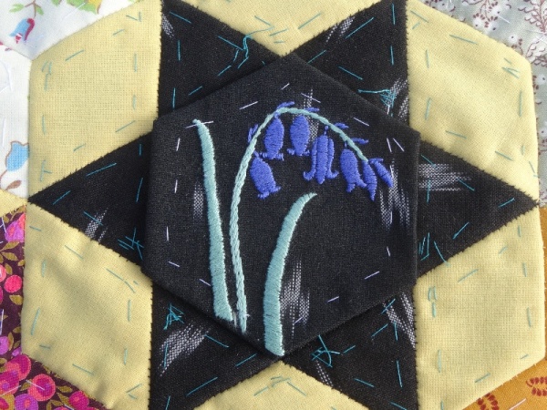 Altar frontal for Ipsden Ch. Oxon: bluebell (hand embroidered by Mary Addison)