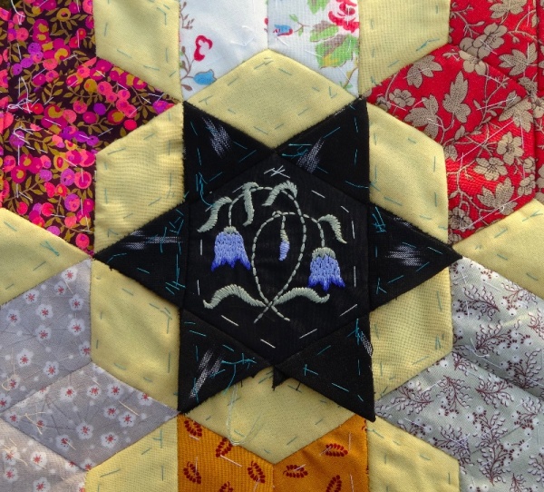 Altar frontal for Ipsden Ch. Oxon: harebell (hand embroidered by Mary Addison)