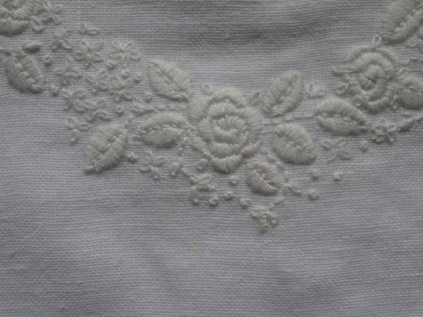 Embroidered rambling rose  on B monogram 