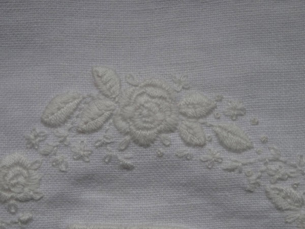 Embroidered rambling rose  on B monogram 