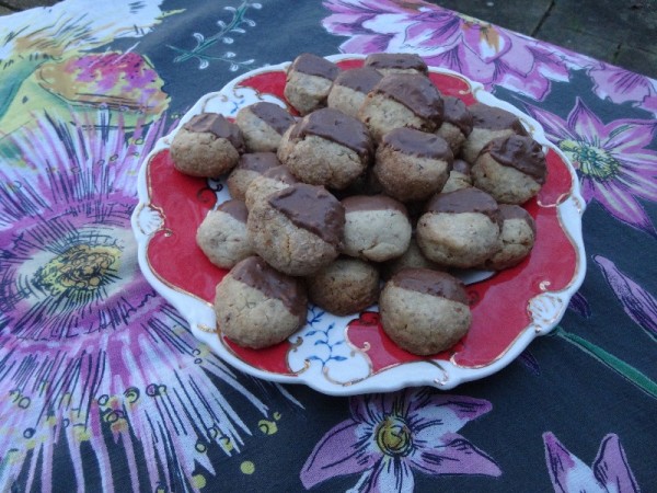 Butter pecan biscuits with dark milk chocolate