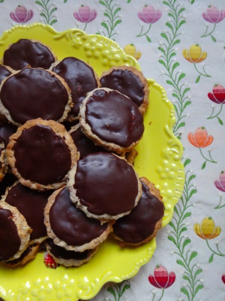 Dark chocolate digestive biscuits (from Miranda Gore Brown's book Biscuits (Ebury Press, 2012)