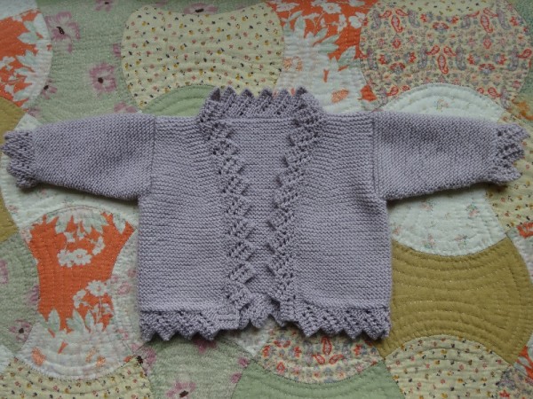 Lace edge cardigan (Debbie Bliss; in baby cashmerino)