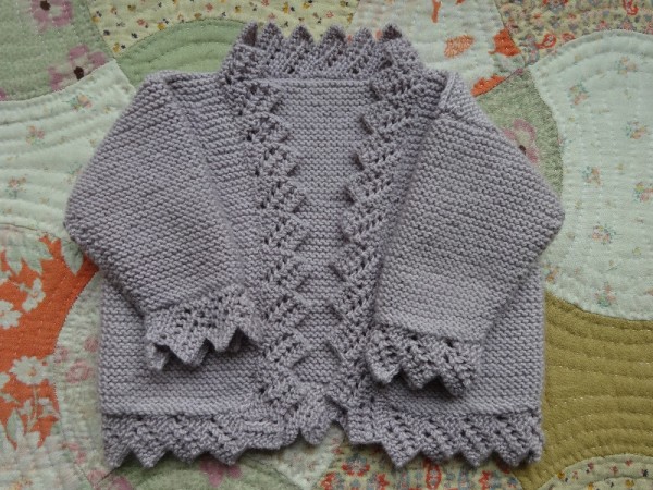 Lace edge cardigan (Debbie Bliss; in baby cashmerino)