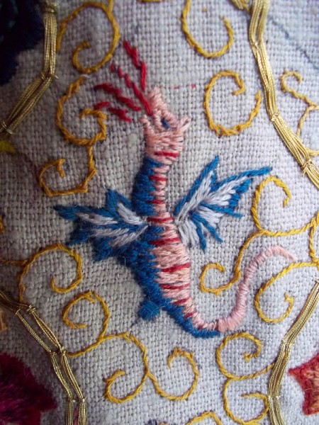 Dragon from Elizabethan embroidered jacket (made by Mary Addison)