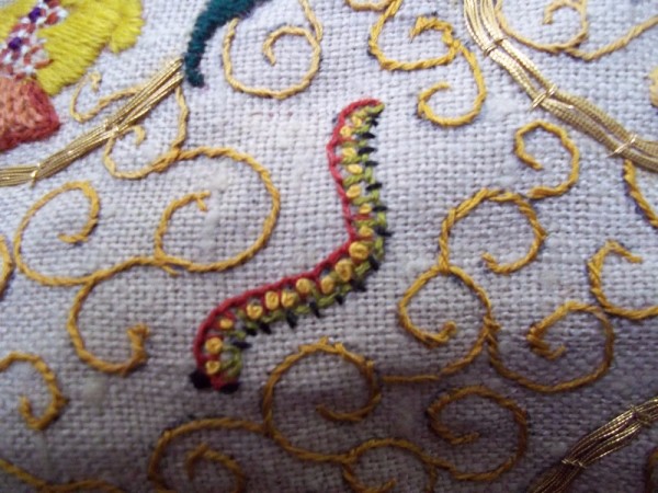 Centipede from Elizabethan embroidered jacket (made by Mary Addison)