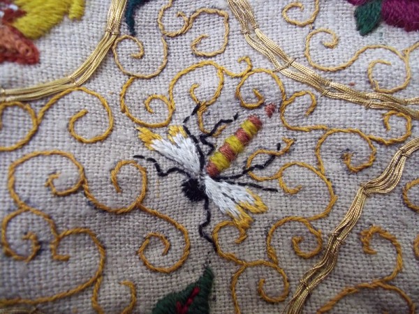 Insect from Elizabethan embroidered jacket (made by Mary Addison)