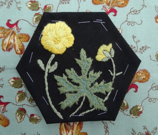 Altar frontal for Ipsden Ch. Oxon:buttercup (hand embroidered by Mary 