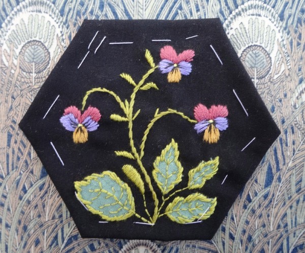 Altar frontal for Ipsden Ch. Oxon: heartsease (hand embroidered by Mary Addison)