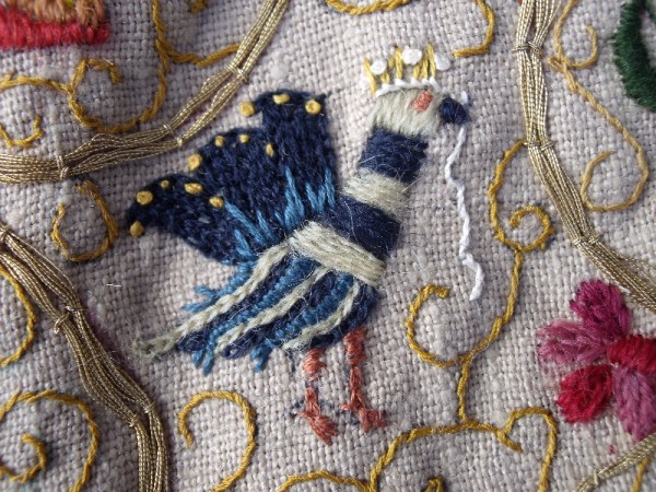 Fantasy bird from Elizabethan embroidered jacket (made by Mary Addison)