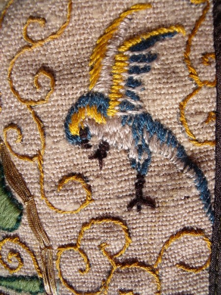 Bird from Elizabethan embroidered jacket (made by Mary Addison)