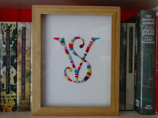 V & S stripey monogram (hand embroidered by Mary Addison)