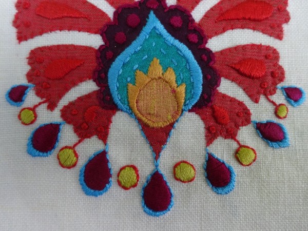 JM monogram in suzani style: detail (hand embroidered by Mary Addison)
