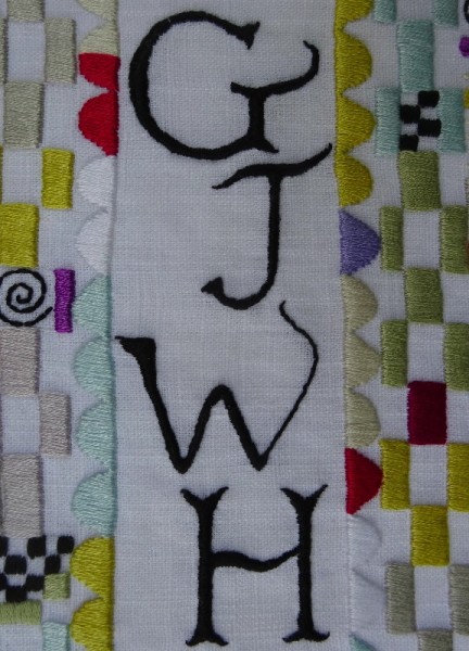 Building block monogram: a baptismal present for a baby boy (hand embroidered by Mary Addison)